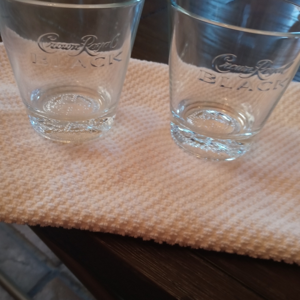 Set of 2 crown royal black glasses